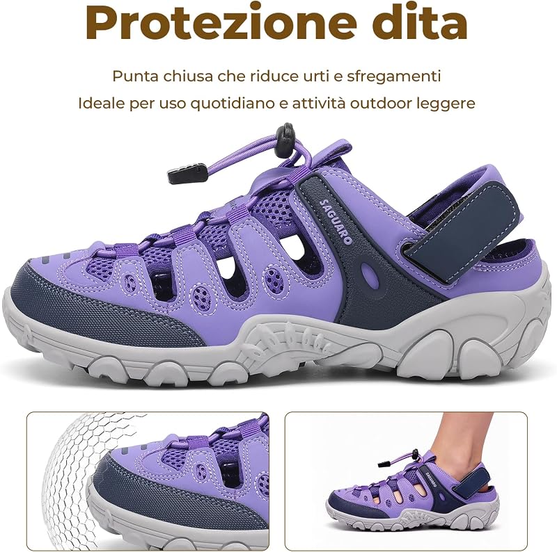Sandali Trekking Donna Leggeri Traspiranti, Viola 37
