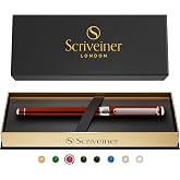 Scriveiner Deep Crimson Red Rollerball - Stunning Red Lacquer Luxury Pen with Chrome Finish, Schmidt Ink Refills, Roller Ball Pen Gift Set for Men &amp; Women, Professional, Executive, Office, Nice Pens