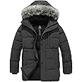 wantdo Men's Winter Jacket Thicken Winter Coat Warm Puffer Jacket with Faux Fur Hood
