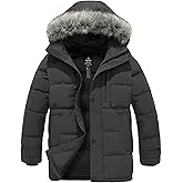 wantdo Men's Winter Jacket Thicken Winter Coat Warm Puffer Jacket with Faux Fur Hood
