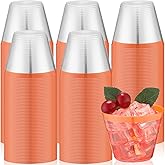 Lounsweer 100 Pcs 9oz Rimmed Plastic Cups Wedding Clear Cocktail Cups Heavy Duty Disposable Wine Glasses for Birthday Bridal Shower Baby Shower Holiday Celebrations(Orange)