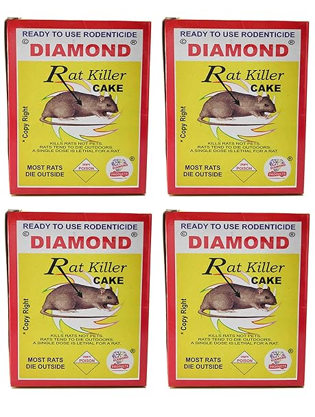 Diamond Rat Killer Biscuit Rat Cake Poison Rodent Killer Control Pet Safe (Set of 4)