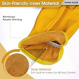 WORK MAXX Gardening Gloves Leather Heavy Duty Thorn Proof Mustard L view 3