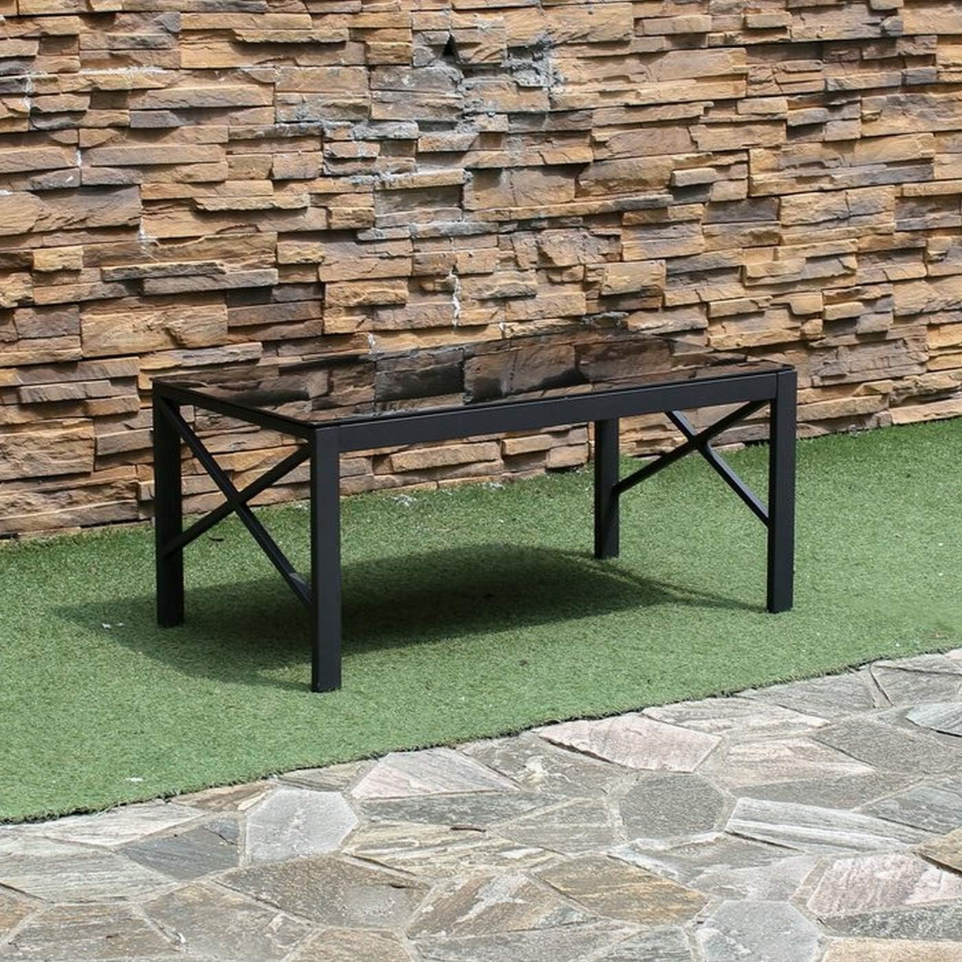 Creative Living 4 Piece Patio Furniture Conversation Set Northwind All Weather Outdoor Loveseat Sofa 2 Chairs Table w/Cushions, Beige, Begie : Garden & Outdoor