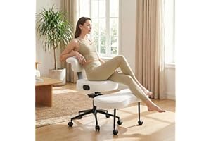 Ergonomic Cross Legged Office Chair, 360° Swivel Meditation Chair with Wheels Strong Lumbar Support, Adjustable Height Kneeli