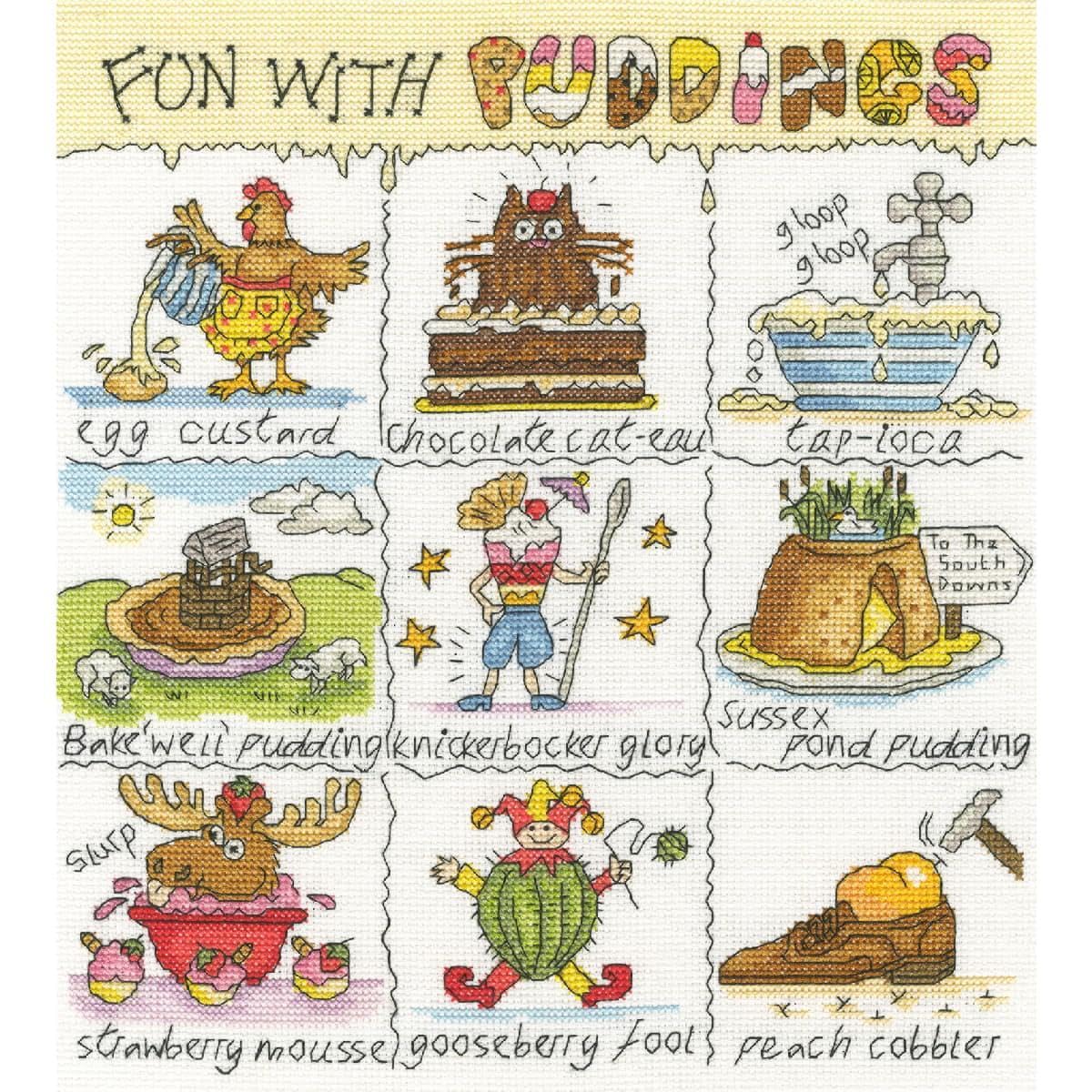 Bothy Threads Counted Cross Stitch Kit - Fun with Puddings