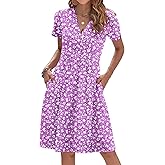 AUSELILY Womens Summer Dresses 2026 Short Sleeve V Neck Floral Sundress with Pockets