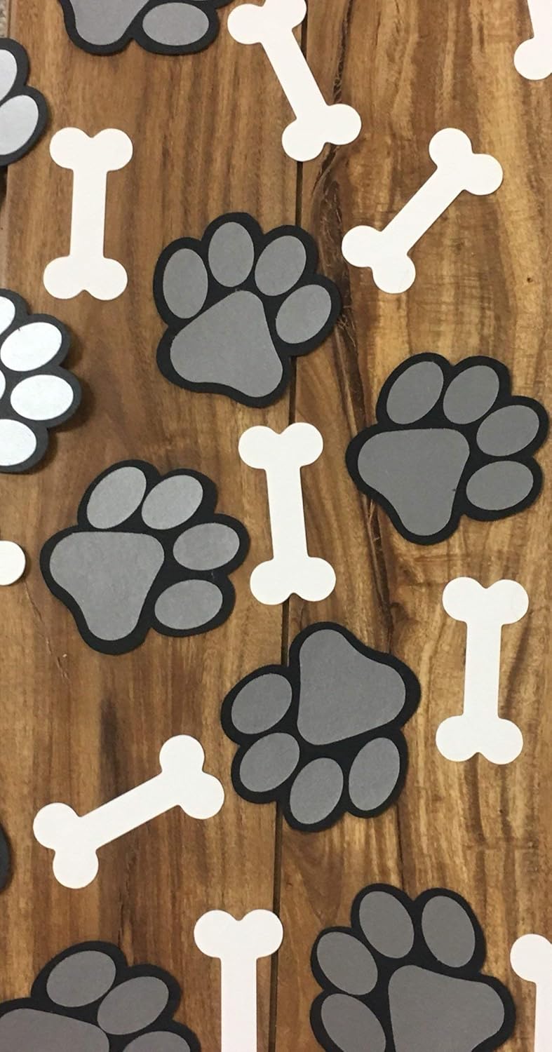 Amazon Com Paw Print Dog Bone Large Confetti Puppy Pup