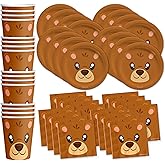 Bear Birthday Party Supplies Set Plates Napkins Cups Tableware Kit for 16