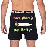 Lazy Me Men's Funny Novelty Boxer Shorts Humorous Underwear, Gag Gifts for Him