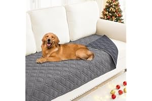 Smiry Reversible Waterproof Couch Covers for Sofa, Washable Dogs Pet Couch Covers for 3 Cushion Sofa Pet Friendly, Water Resistant Furniture Protector Slipcover, Geometric (30"x70", Grey/Dark Grey)