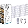 BLACK+DECKER Works with Alexa Smart Under Cabinet Lighting Kit, Adjustable LEDs, (6) 9" Bars, White
