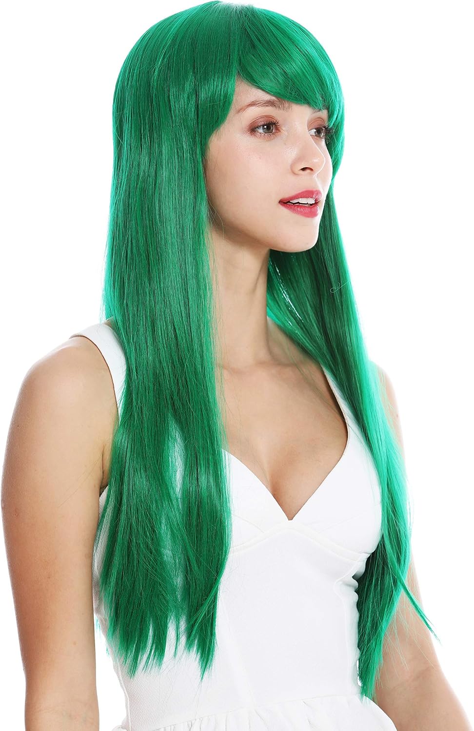 WIG ME UP - YZF-41062-T2615 women's quality wig Cosplay long sleek fringe parted green, Dark green (T2615), Length: approx. 60 cm - Image 3