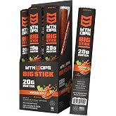 MTN OPS Big Stick High Protein Meat Sticks - 20g Protein, 10% Collagen - Buffalo Style Flavor - Individually Wrapped Beef Snacks - 10 Count Carton