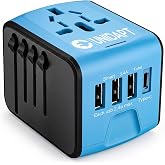 Unidapt Universal Travel Adapter, International Plug Adapter Fast 2,4A 4-USB European Power Plug, AC Wall Charger - Worldwide