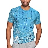 WELIGU Men's Rashguard Swim Shirt Short Sleeve UPF 50+ Sun Protection Shirt SPF Quick Dry Water Lightweight Shirt