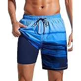 SILKWORLD Mens Swim Trunks Quick Dry Compression Liner 2 in 1 Shorts Men Swimsuit