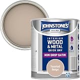 Johnstone's Wood Metal Satin Paint Toasted Beige 750ml Water Based Quick Dry