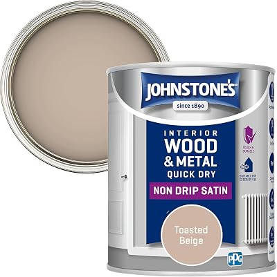 Johnstone's Wood Metal Satin Paint Toasted Beige 750ml Water Based Quick Dry