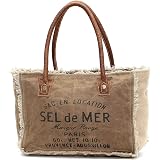 Myra Upcycled Canvas & Cowhide Leather Weekender Bag – Unique Eco-Friendly Travel Tote S-1275 - View #6