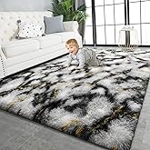 TWINNIS Super Soft Shaggy Rugs Fluffy Carpets, 4x5.9 Feet, Indoor Modern Plush Area Rugs for Living Room Bedroom Kids Room Nursery Home Decor, Upgrade Anti-Skid Rectangular Fuzzy Rug, Grey Gold