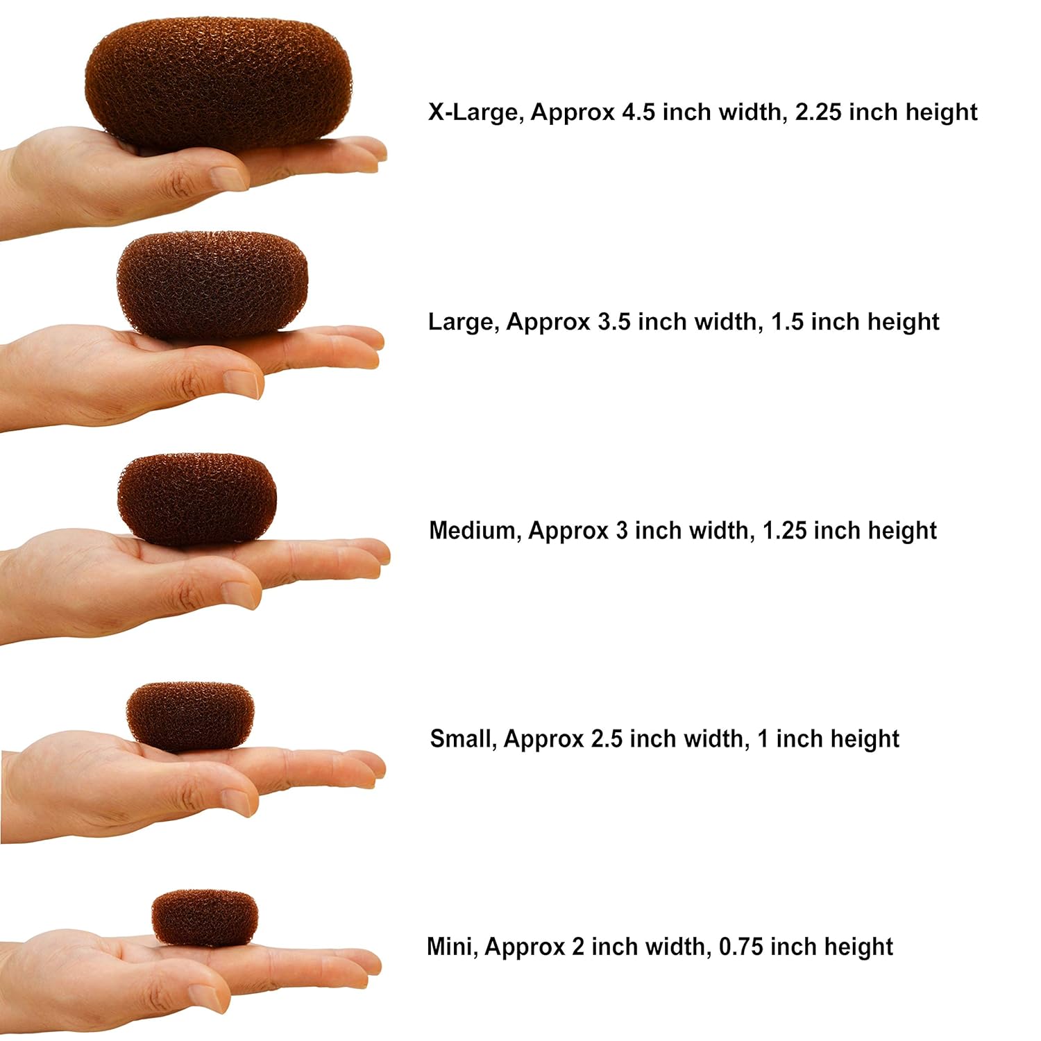 Beaute Galleria Hair Donut Bun Maker Ring Style Mesh Chignon Ballet Sock Bun (X-Large, Brown): Beauty