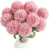 Floroom 12pcs Dusty Rose Faux Silk Mums Artificial Flowers Bulk Fake Chrysanthemums with Stems for DIY Wedding Table Centerpieces Floral Arrangements Vase Fillers Home Decorations