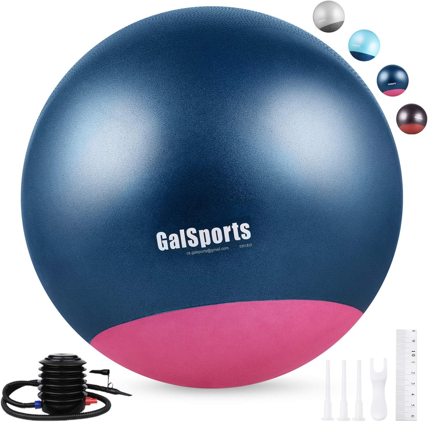 GalSports Exercise Ball Yoga Ball Stability Ball with Extra-Thick Base for Workout, Seating, Fitness & Birthing, Anti-Burst (Chinese Porcelain & Strawberry Ice, 60cm)