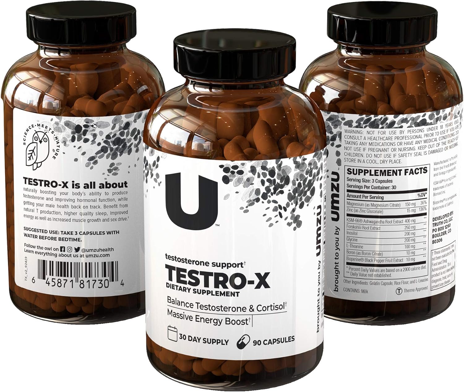 UMZU: Testro-X - 30 Day Supply - Natural Testosterone Booster - Natural Formula - Promote Proper Hormonal Function - Support Healthy Testosterone Production: Health & Personal Care