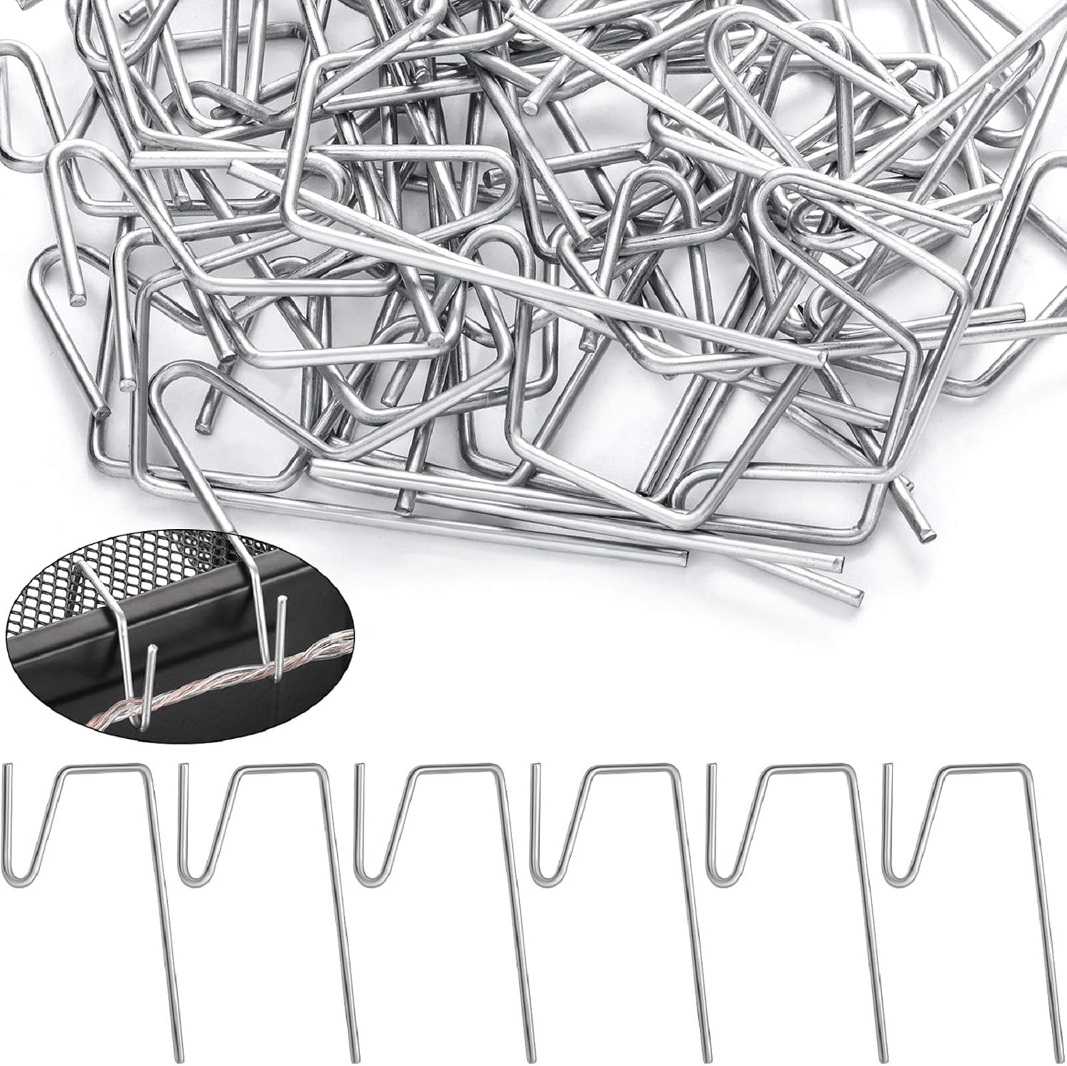 Ornament Hooks - 50 Pieces Christmas Hanging Gutter Grid Hooks Metal Wire Hooks Ornament Hangers Metal Hangers for Christmas Outside Lights (Silver)