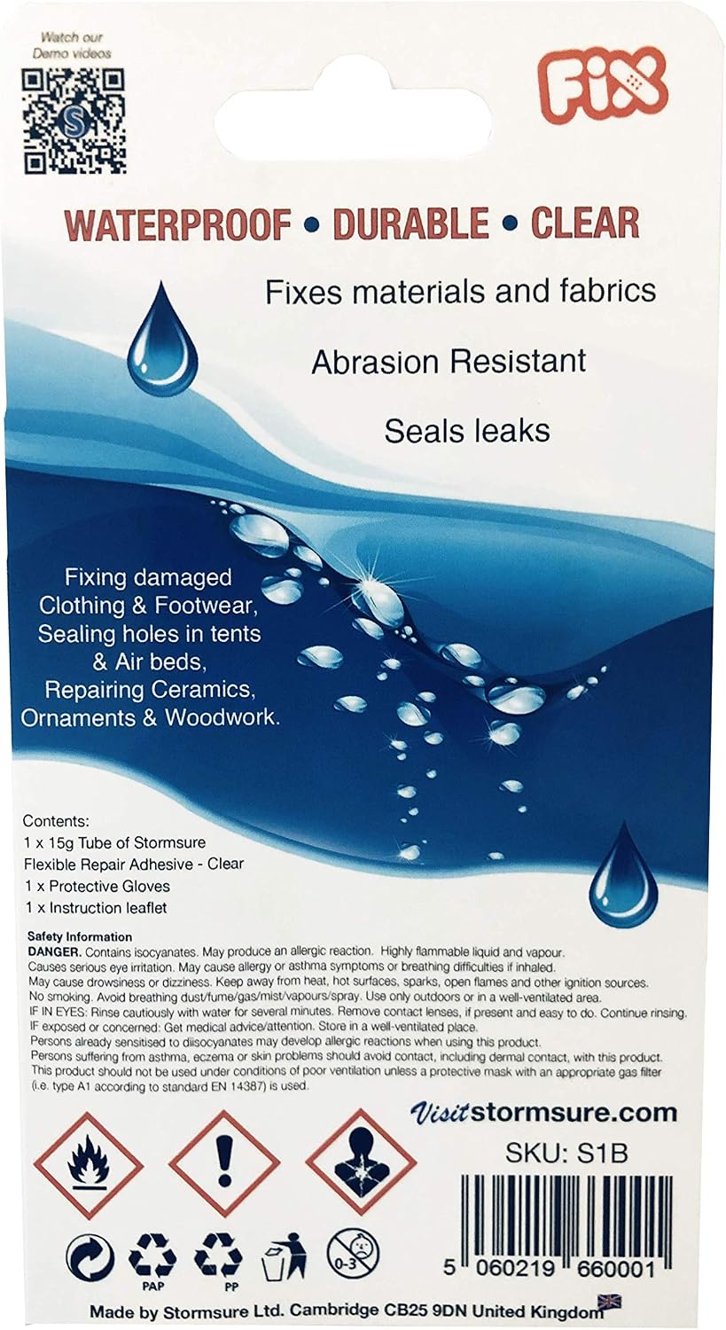Stormsure Flexible Repair Adhesive 15g Clear- Heavy Duty Waterproof Adhesive, All-Purpose, Ultra-Durable - Image 3