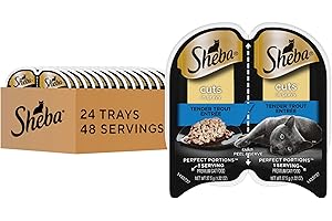 Sheba Perfect Portions Wet Cat Food Cuts in Gravy Tender Trout Entree, 2.6 oz. Twin-Pack Trays (24 Count, 48 Servings)