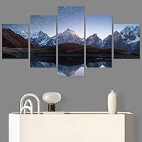 SIGNWIN 5 Panel Canvas Wall Art Astronomy & Space Cosmic Decorative Elements Dramatic Multicolor Photography for Home Decorations Ready to Hang - 60