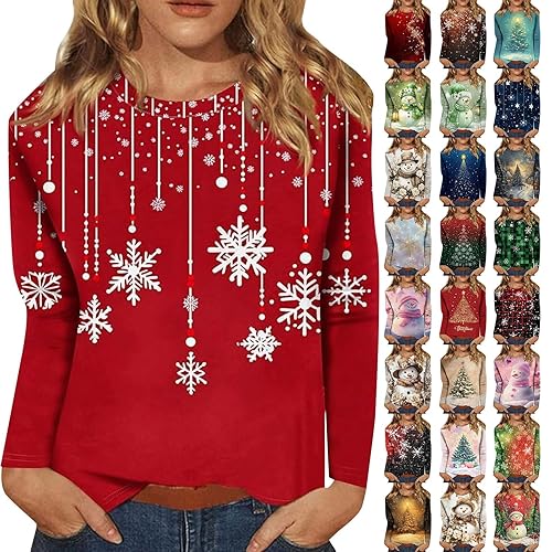 Oversized Christmas Jumper Women,Plus Size Funny Long Sleeve Women’s Xmas Tops Crewneck Novelty Ladies Christmas Sweatshirt