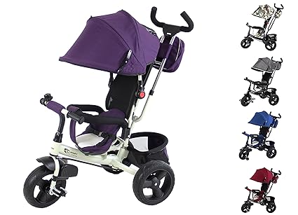 Clamaro 'Buttler GT' 4in1 Kinderwagen Dreirad ab 1 Jahr mit lenkbarer Schubstange, flüsterleise Gummireifen und Sonnendach, d