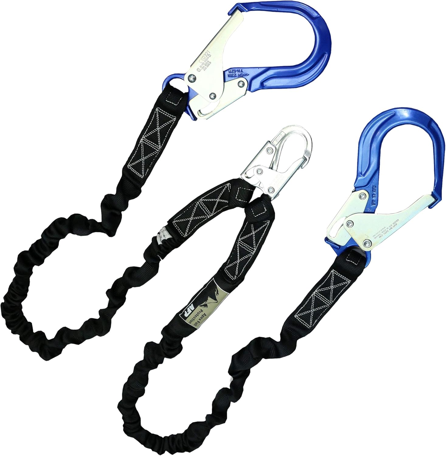 AFP 6FT Double Leg Internal Shock Absorbing Safety Fall Protection Lanyard with Dual Aluminum Pelican Rebar & Steel Snap Hook |Heavy-Duty Webbing | OSHA & ANSI Rated (Aluminum): Automotive