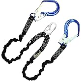 AFP 6 ft Dual-Leg Shock-Absorbing Lanyard, Aluminum | Heavy-duty webbing with internal shock absorption, rebar hooks and a snap hook for occupational fall protection.