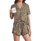 Ekouaer Pajamas for Women Set Button Up Sleepwear 2 Piece Pjs Lounge Set Short Sleeve Nightwear