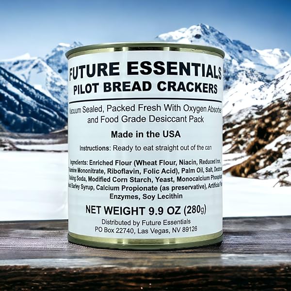 FUTURE ESSENTIAL SAILOR PILOT BREAD CRACKERS | SHIP’S BISCUIT | HARDTACK | EMERGENCY SURVIVAL FOOD | 30 YEARS SHELF LIFE | READY TO EAT #2.5 CAN SIZE (SINGLE CAN),12 SERVING PER CAN, MADE IN THE USA