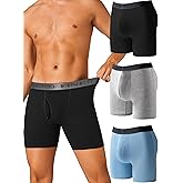 FINETOO Mens Underwear Boxer Briefs Soft Breathable Cotton Wide Waistband Men Underwear 3 Pack