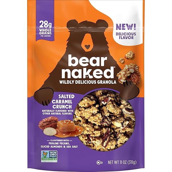 BEAR NAKED SALTED CARAMEL CRUNCH GRANOLA CEREAL, GOOD SOURCE OF FIBER, WHOLE GRAIN, 11 OZ