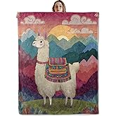 VOPNXLT Cute Tribal Llama Blanket, Soft Cozy Lightweight Sunset Scene Throw Blanket for Women Kids Girls Teens Animal Lovers, Sofa Couch Bed 50x60 Inch Flannel Blankets for Travel Decor Gifts