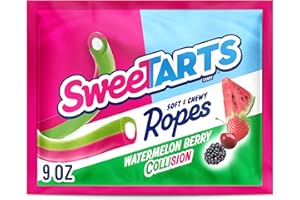 SweeTARTS Ropes, Candy, Watermelon Berry Collision, Soft and Chewy, 9 oz