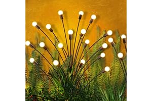 CAREGO Solar Garden Lights, 4 Pack 32 LEDs Solar Lights Outdoor Waterproof Outdoor Christmas Decorations Lights, Firefly Lights Solar Powered Outdoor, Swaying Light for Garden/Patio/Pathway Decor