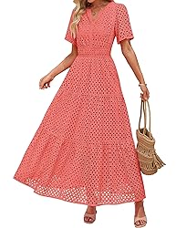ZESICA Women's 2025 Summer Short Sleeve Maxi Dress