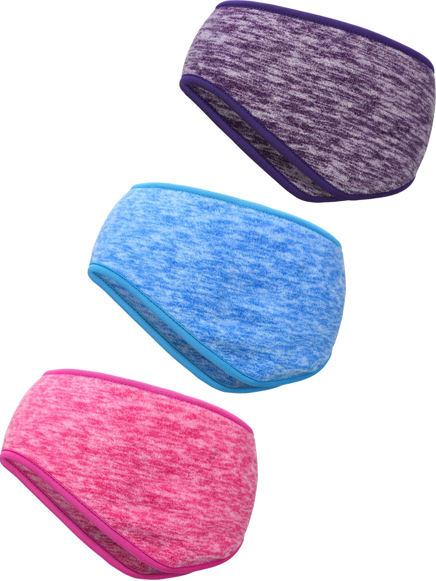 Blulu Pack of 3 Ear Warmer Headbands, Full Coverage Earmuffs, Sports Headband for Outdoor Use (Purple, Sky Blue, Rose Red)
