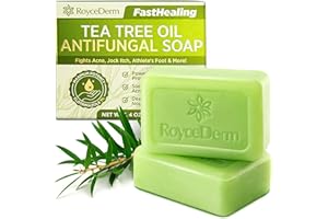 Roycederm Antifungal Antibacterial Tea Tree Soap: Antifungal Antibacterial Treatment for Face & Body Acne, Athlete's Foot, Tinea, Folliculitis Ringworm Jock Itch (Pack of 1)