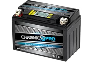 Chrome S Pro iGel YTX9-BS Maintenance-Free, LCD Display, 120CCA, 12V 9Ah Battery Replacement for ATV, Motorcycle, Jet Skis, Scooter, UTV, and More - Nut and Bolt (T3) Terminal