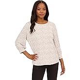 Adrianna Papell Womens Print Knit Pleated Trapeze Top