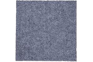 CISSLOR Self Adhesive Carpet Floor Peel Tile Square 12 Pcs 12" x 12" Peel and Stick Carpet Floor Tiles Home Furnishings Floor Easy Install DIY (12, Gray)